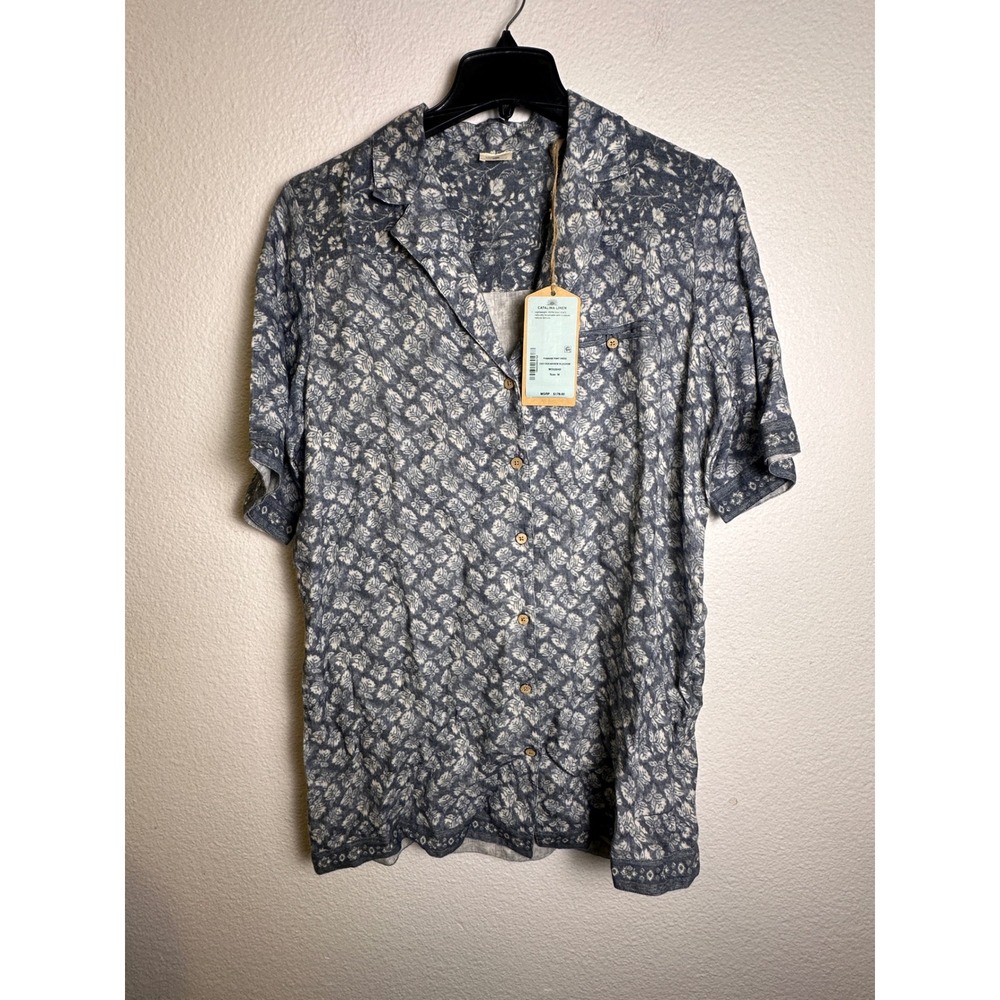 Faherty Paradise Point Dress Oceanview Blossom Blue Floral Linen WDU2542 M